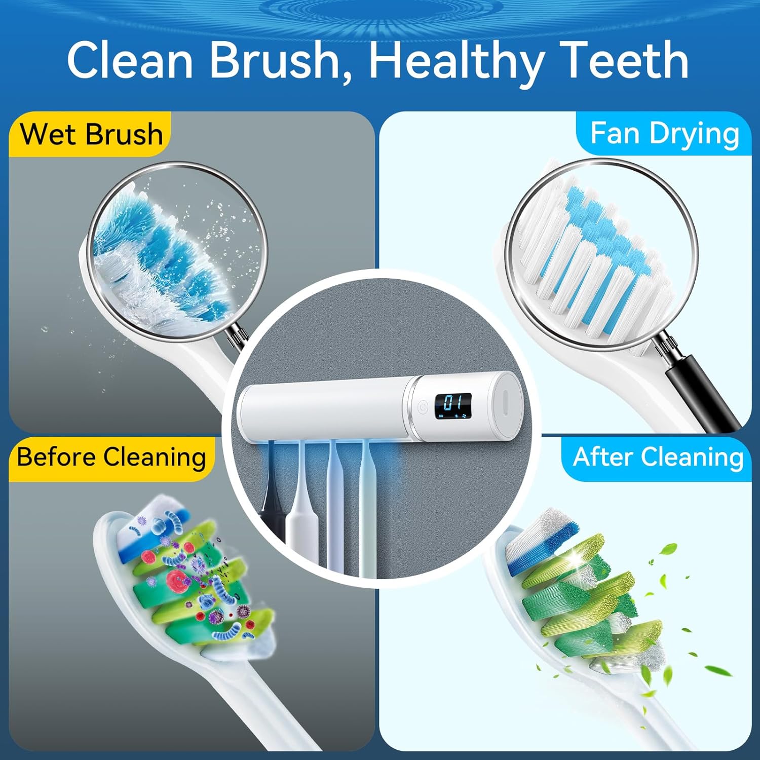 ULV Toothbrush Cleaner Holder Bath Use