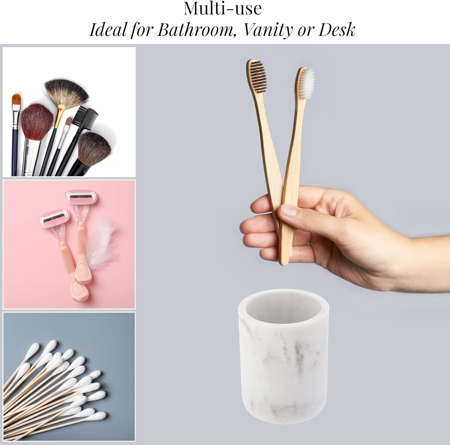 White Marble Resin Toothbrush Holder
