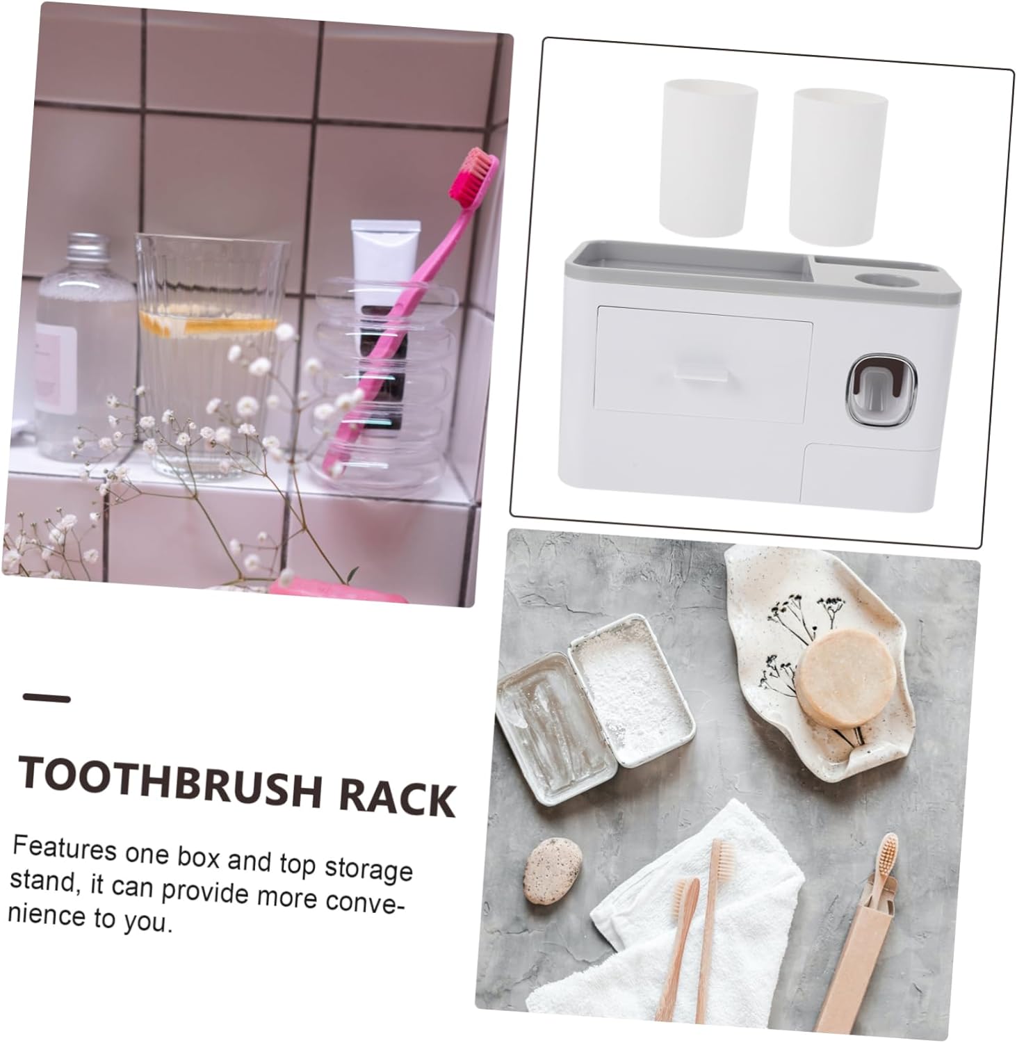 DECHOUS Space Saving Wall-Mounted Toothbrush Holder