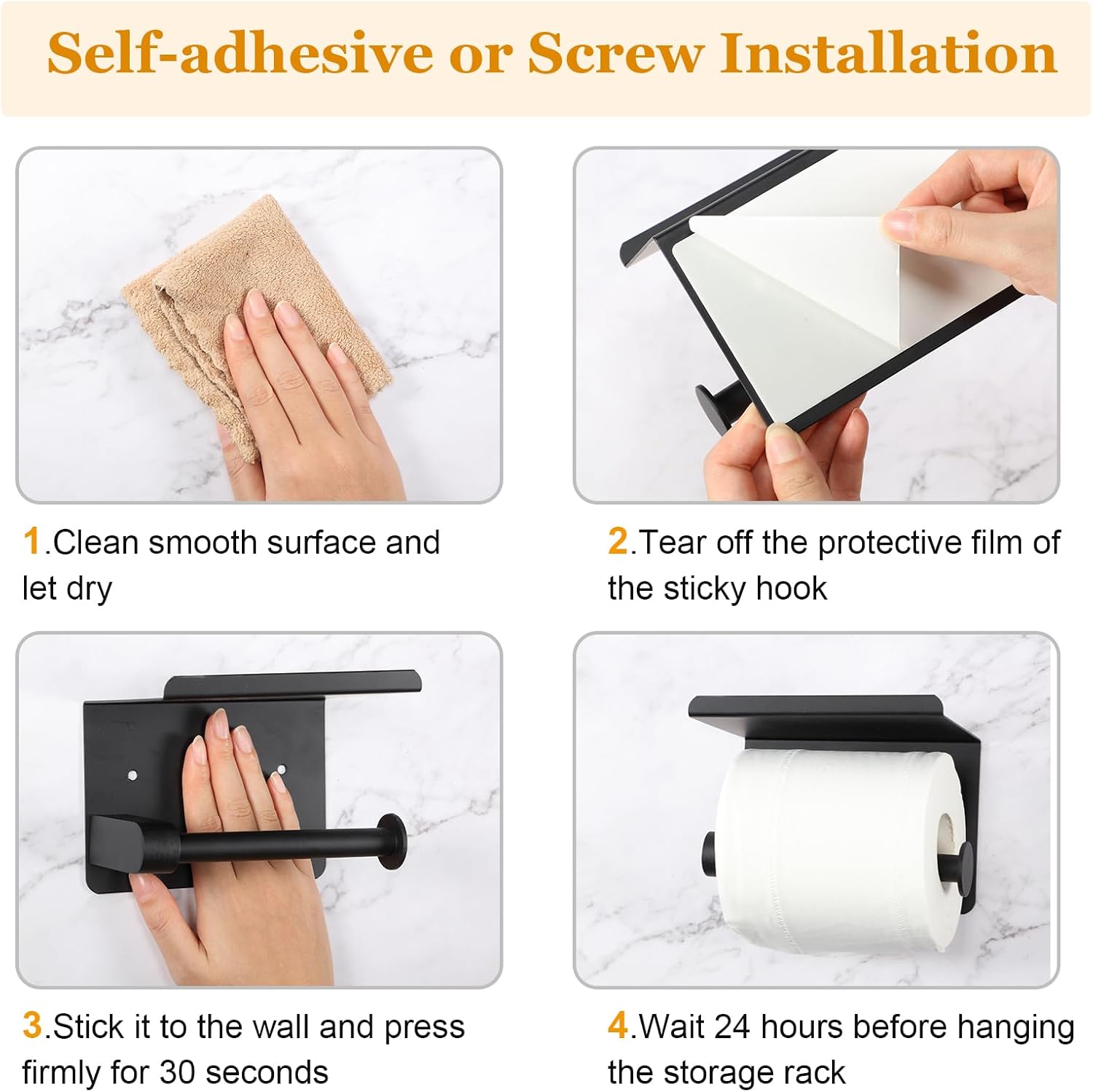 6-Piece Adhesive Shower Caddy Durable Stylish