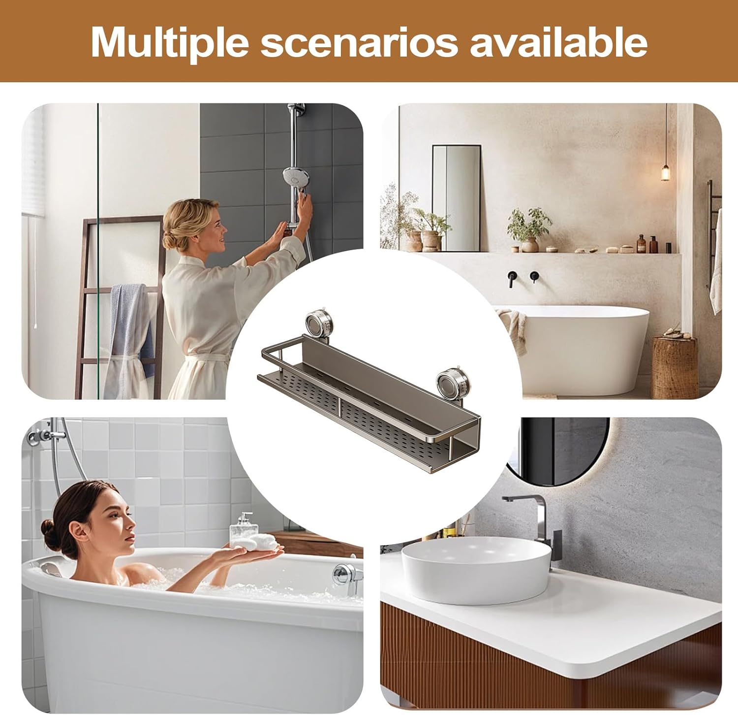 Space-Saving Suction Cup Bathroom Organizer