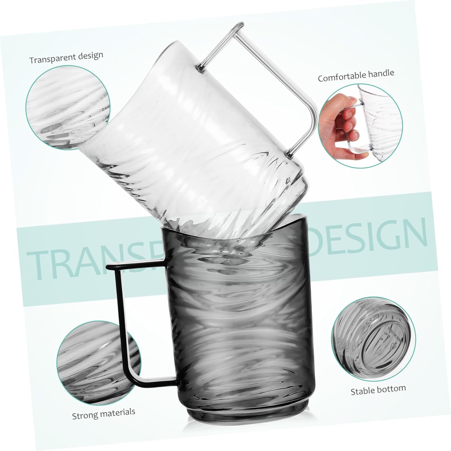 NOLITOY 2 Pack Transparent Toothbrush Cups with Handles 1