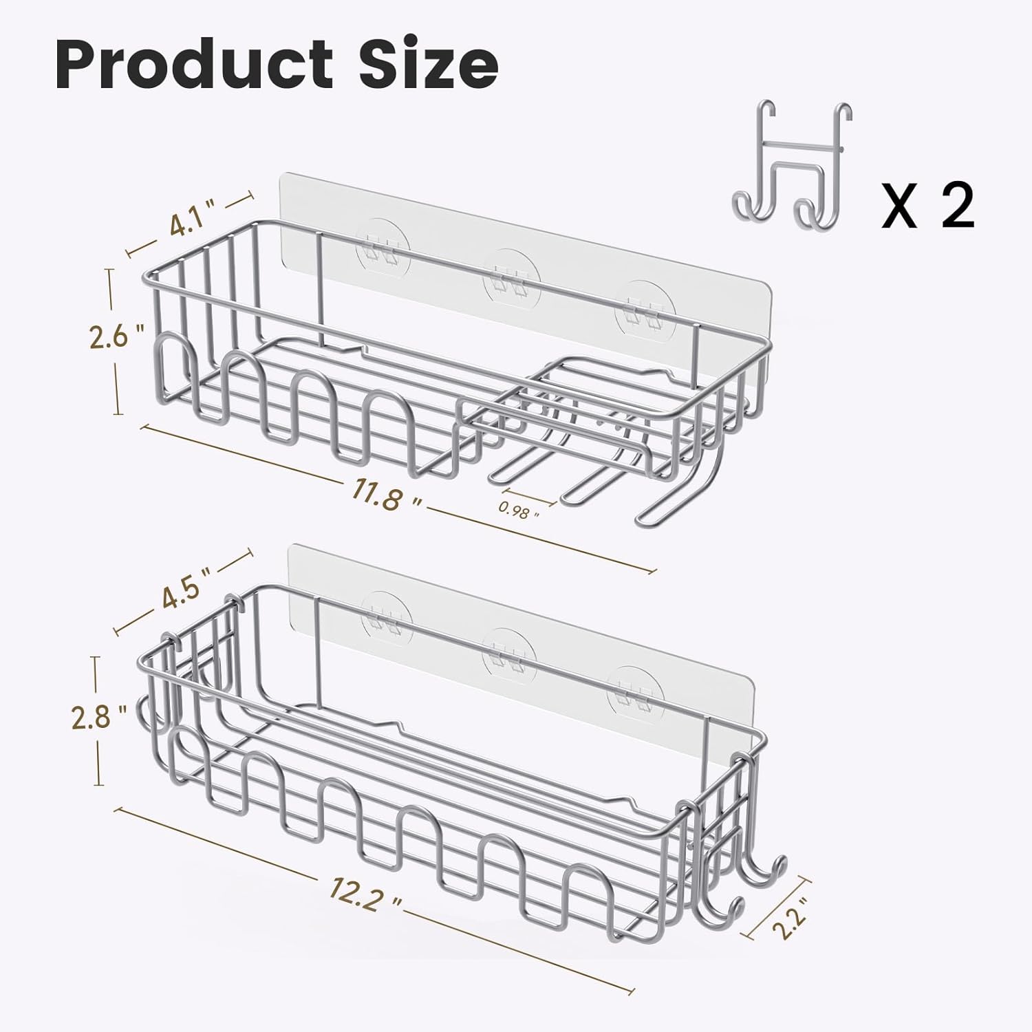 Rustproof Adhesive Caddy 4-Pack
