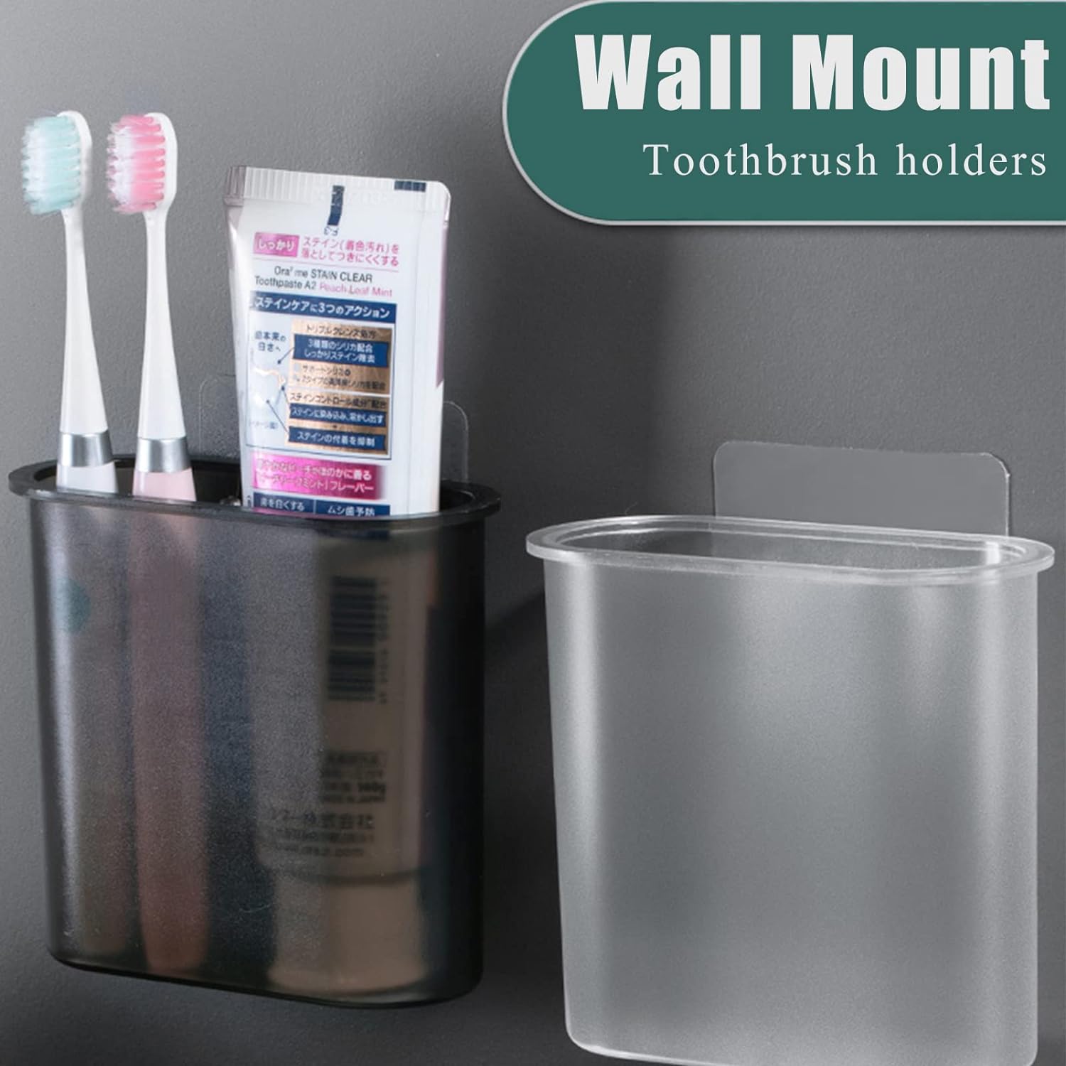 Durable Wall-Mounted Space-Saving Toothbrush Holder Black