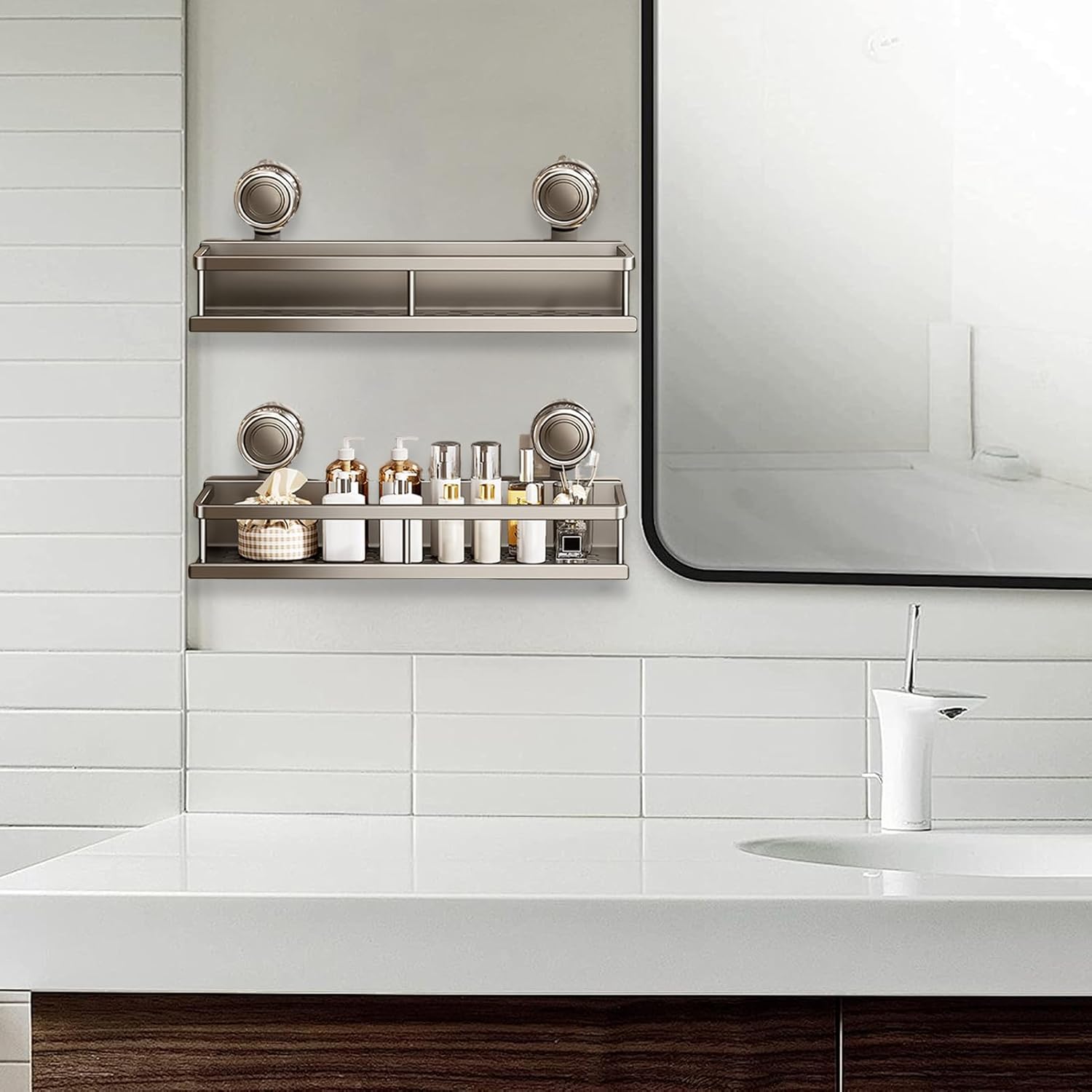 Space-Saving Suction Cup Bathroom Organizer