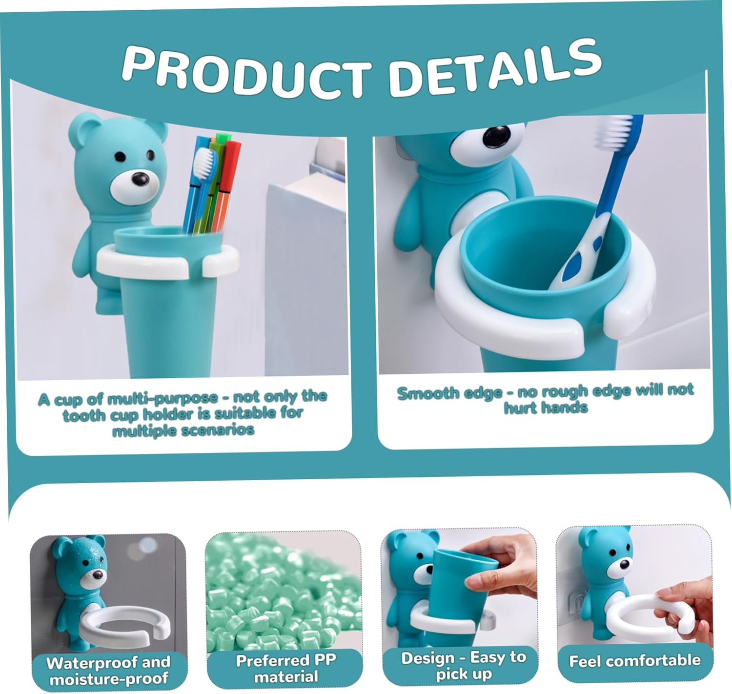 ESiiFuu Cute Bear Toothbrush Holder Set
