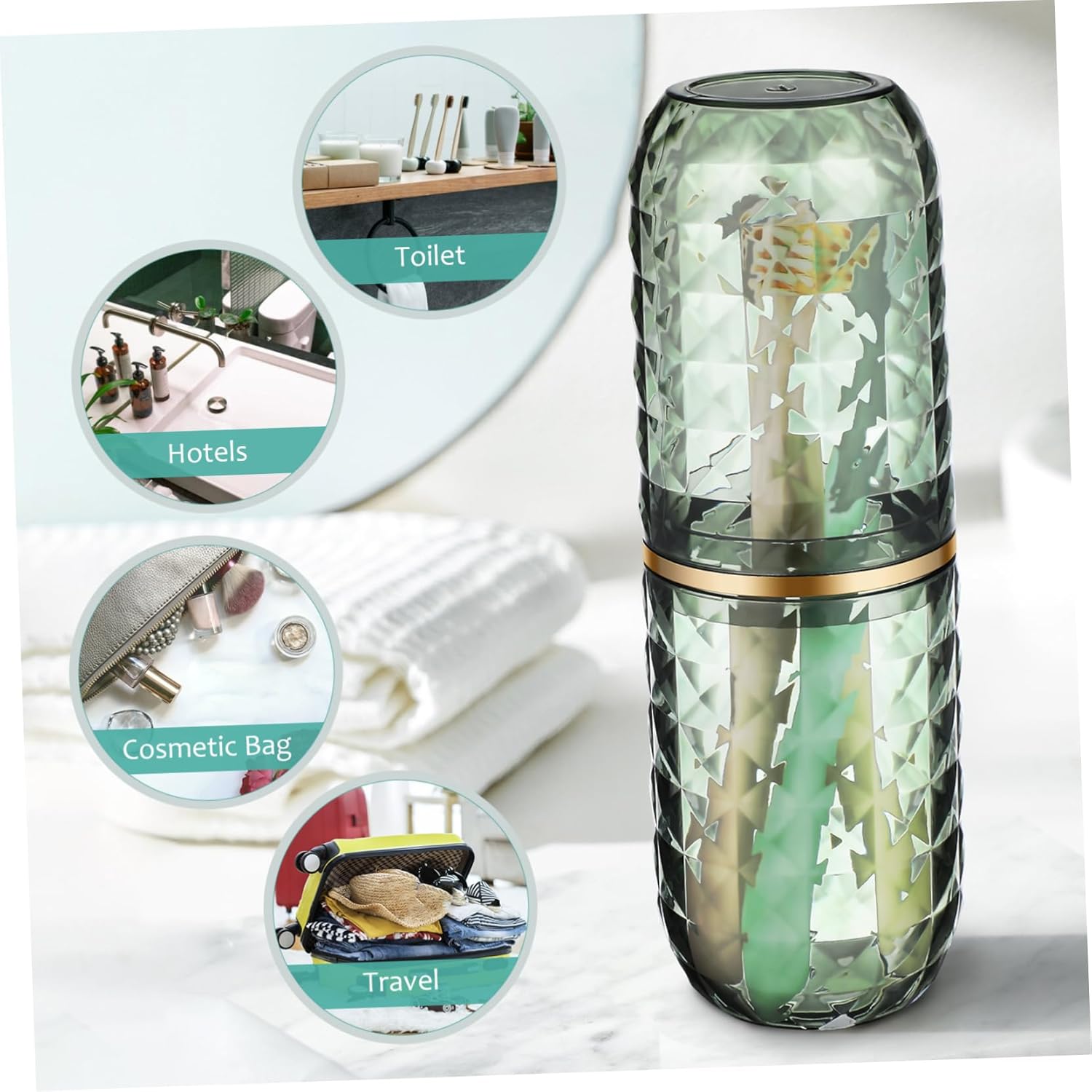 Stylish Dual Function Travel Toothbrush Holder and Mouthwash Cup