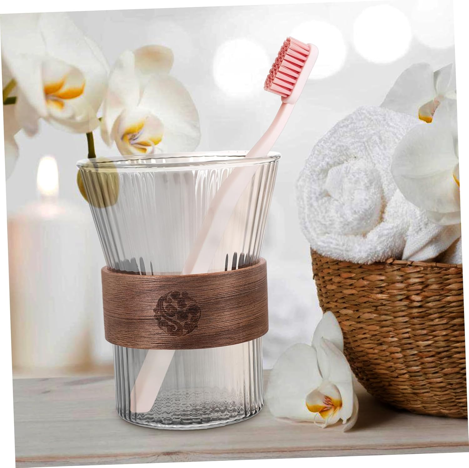 Elegant Glass Toothbrush Mouthwash Cup