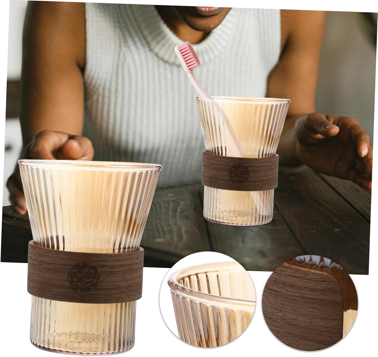 Cabilock Multi-Function Glass Toothbrush Cup