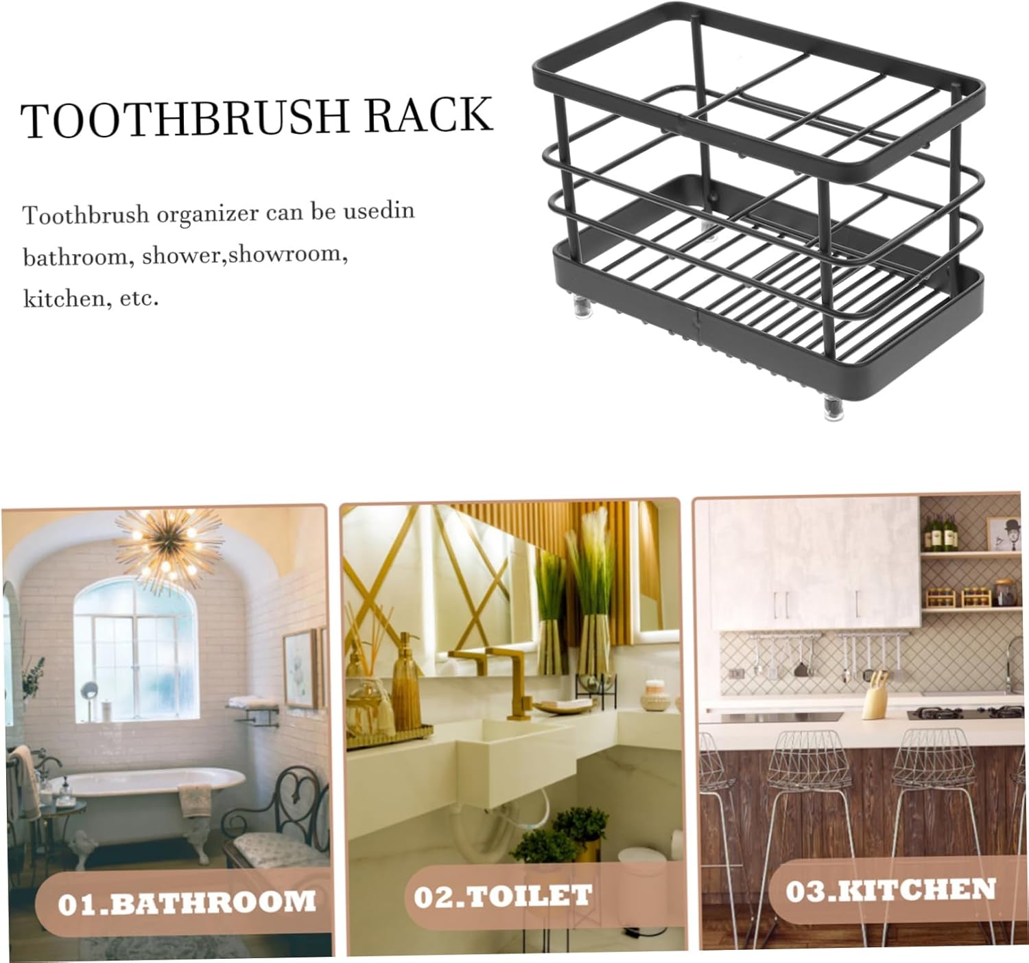 Iron Toothpaste Bracket for Bathroom Storage and Display