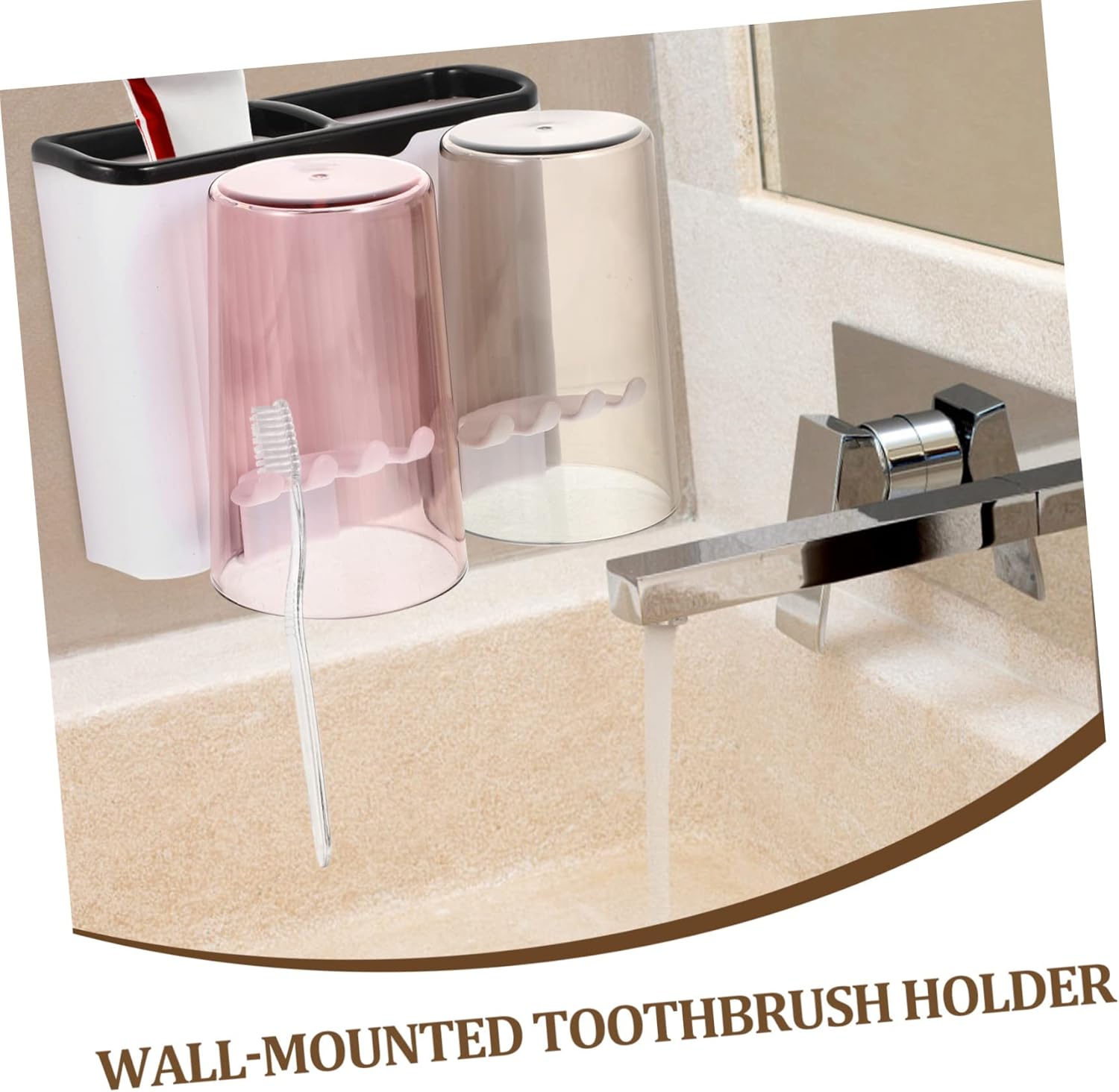 Zerodeko Wall Toothbrush and Cup Holder Organizer