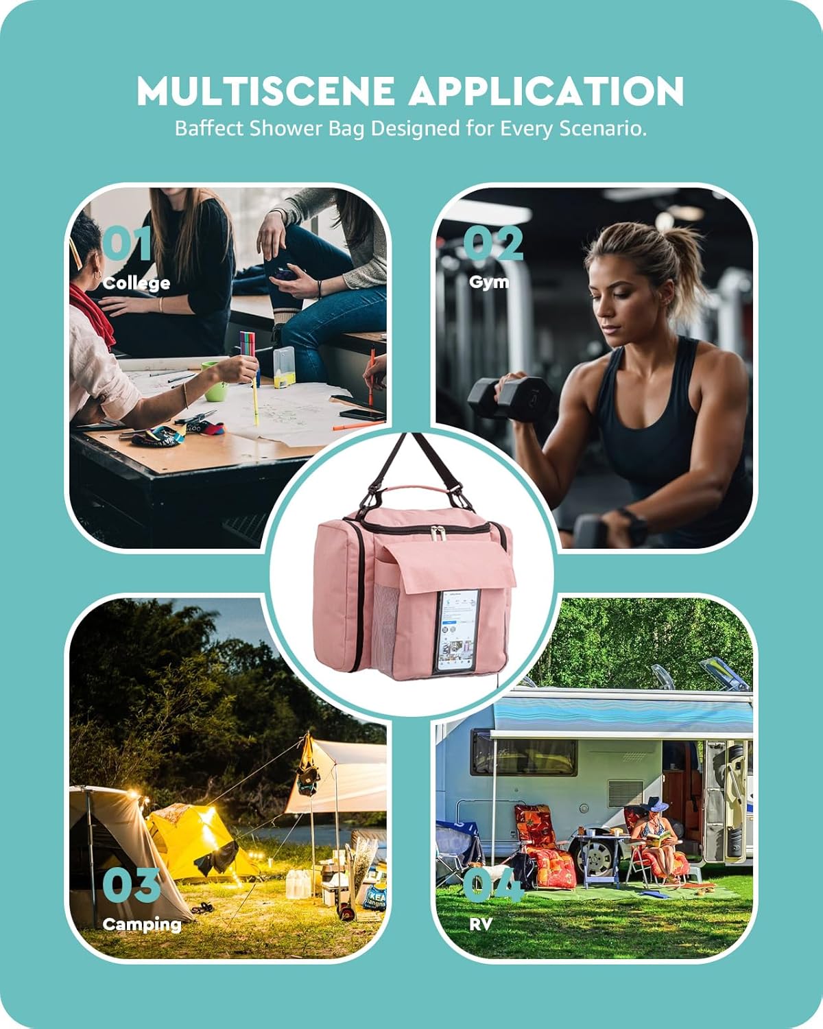 Stylish Portable Shower Caddy Bag for Dorm Travel Gym