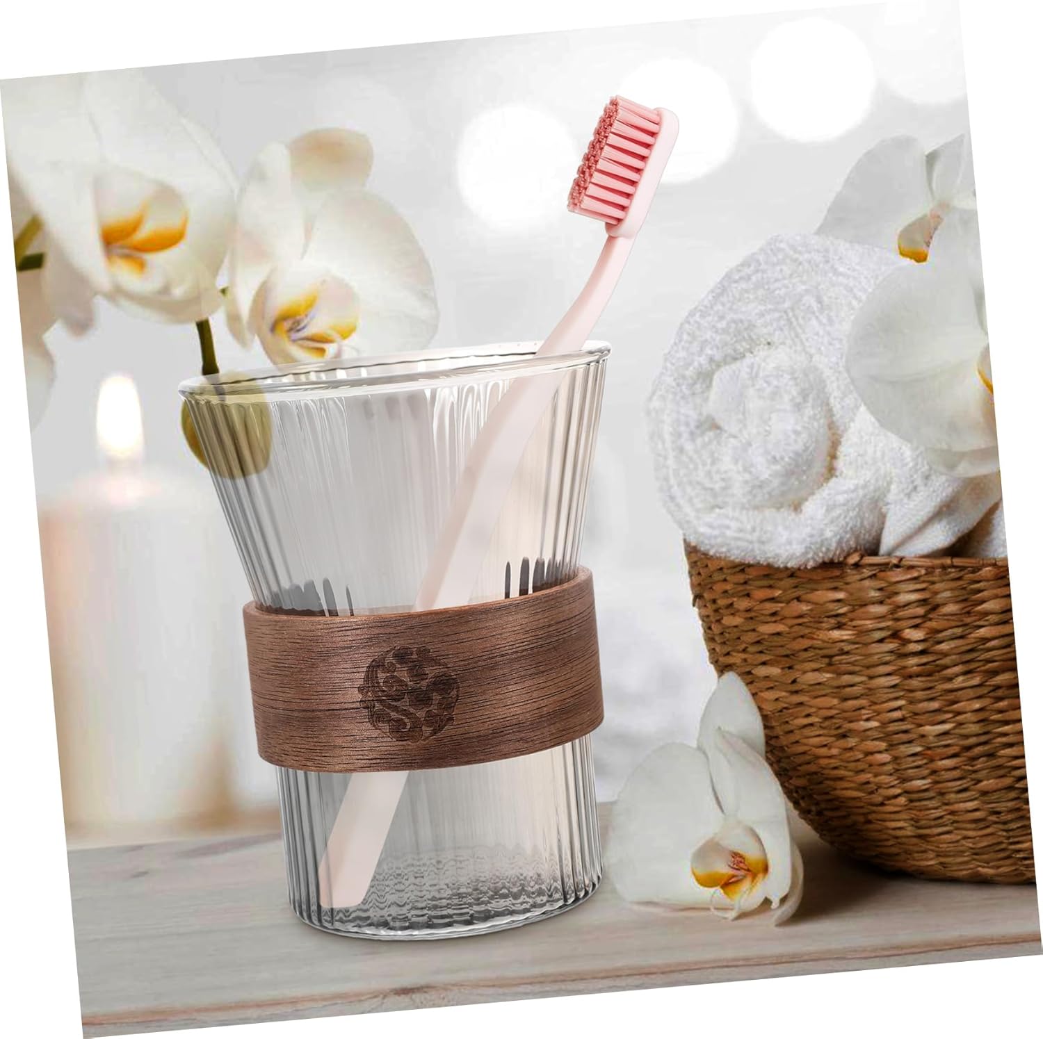 LIFKOME Glass Toothbrush Mouthwash Rinsing Cup