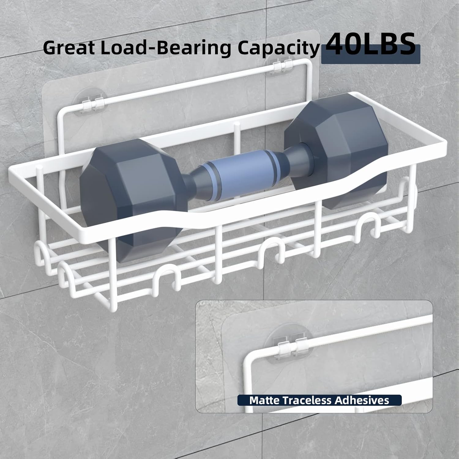 3-Pack Shower Caddy Organizer Large Capacity Rustproof Adhesive Bathroom Storage