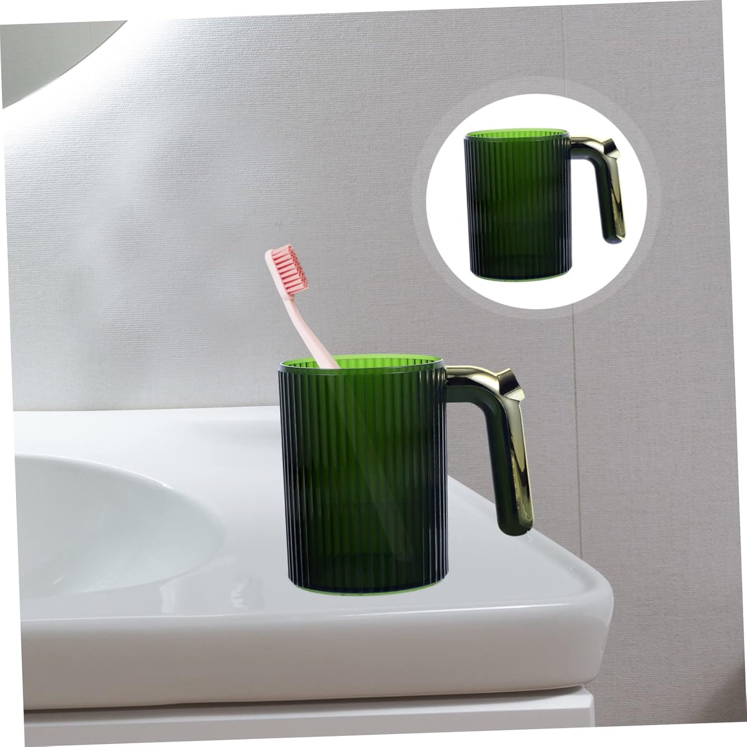 Elegant Handle Travel-Friendly Bathroom Toothbrush Cup for Home Bath