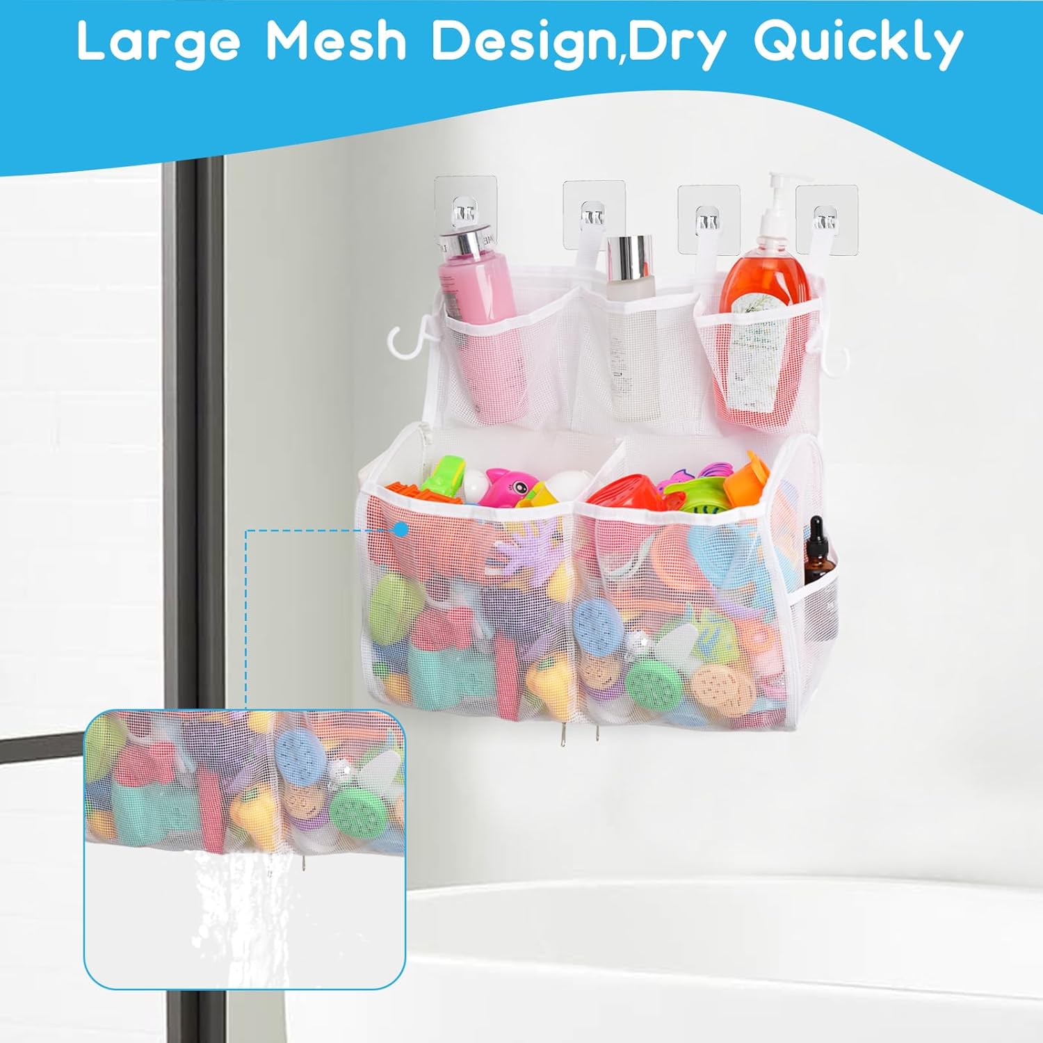 Quick Release Space-Saving Bath Toy Organizer - Durable Easy to Use