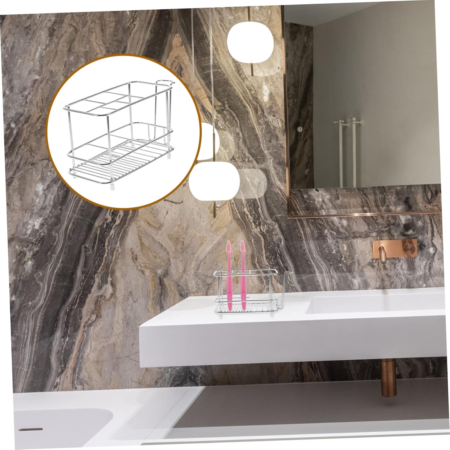 1pc Stainless Steel Shower Rack Toothbrush Holder