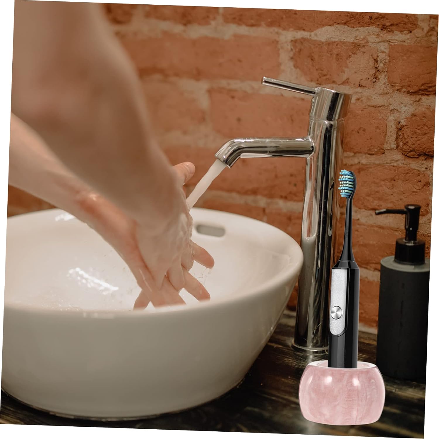 Stylish Marble Pattern 2-Piece Electric Toothbrush Holder