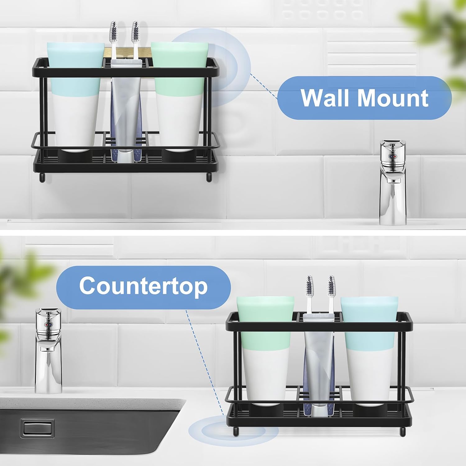 EOFJRUC High-Quality Stainless Steel 7-Slot Bathroom Toothbrush Holder Toothpaste Organizer