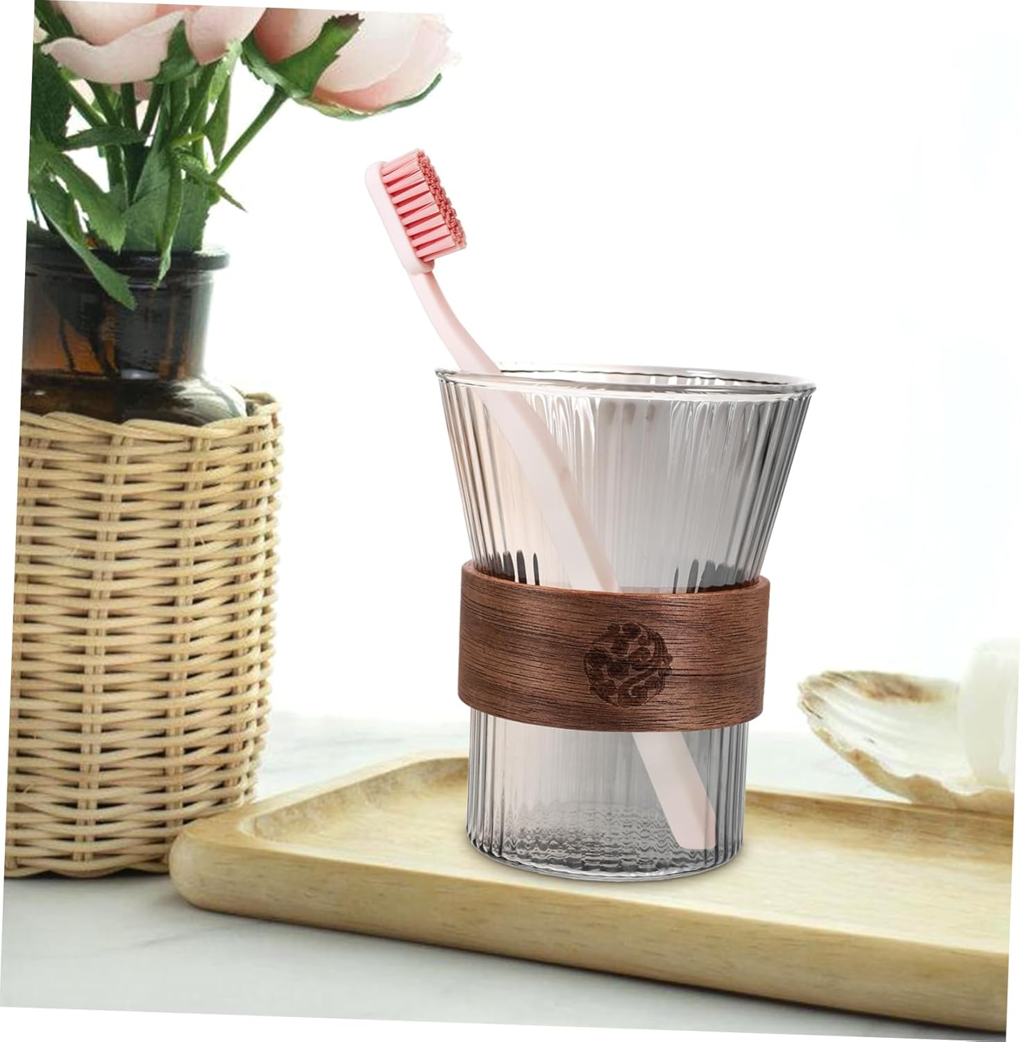 Elegant Glass Toothbrush Mouthwash Cup