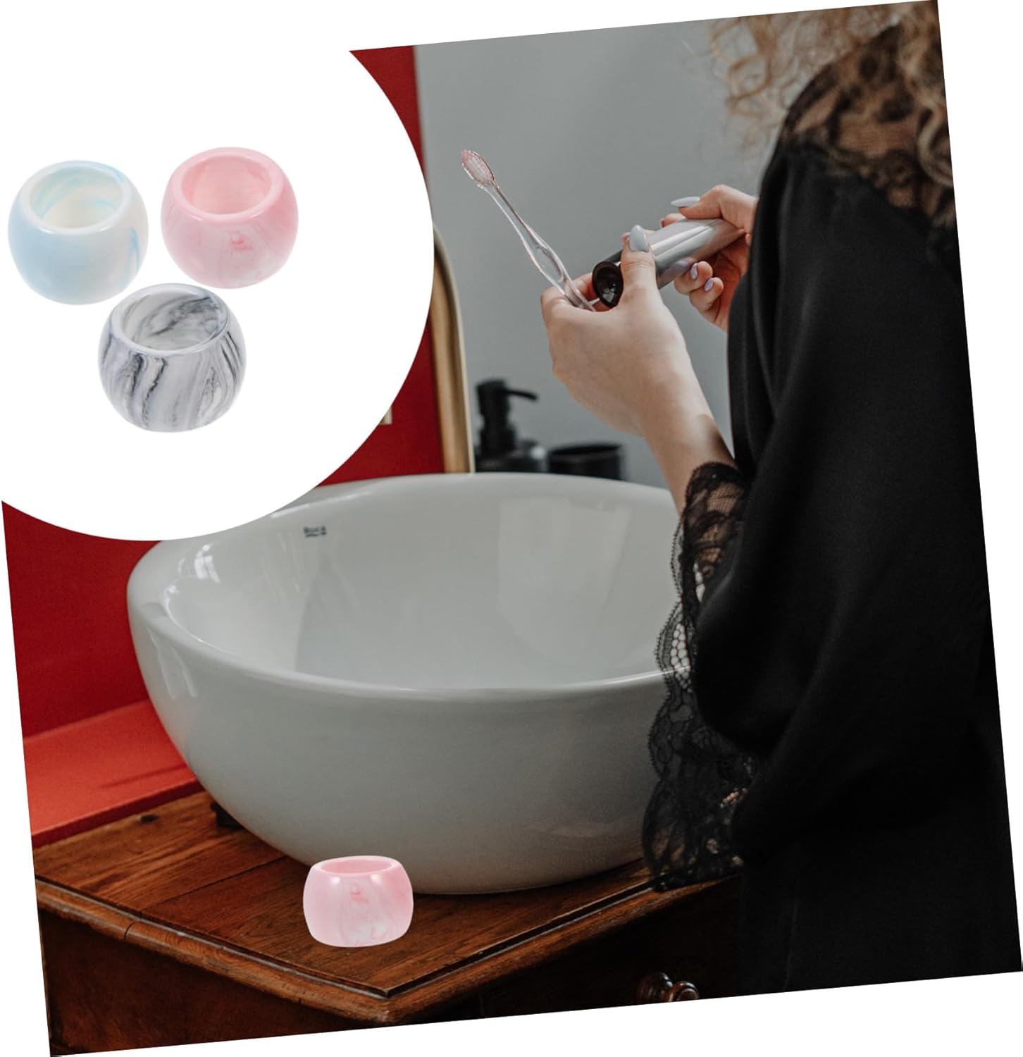 Healifty 3-Piece Ceramic Electric Toothbrush Holder Pack for Bathrooms