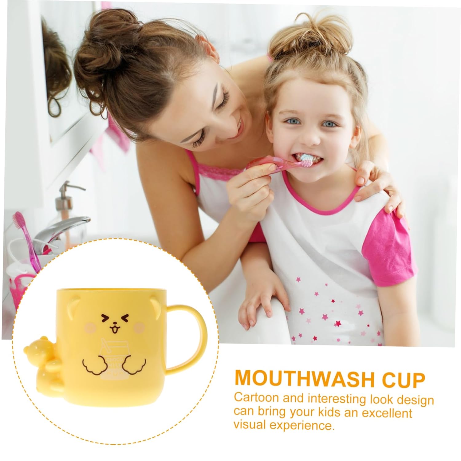 Adorable Bear Toothbrush Cup for Mouthwash 2-Piece Set