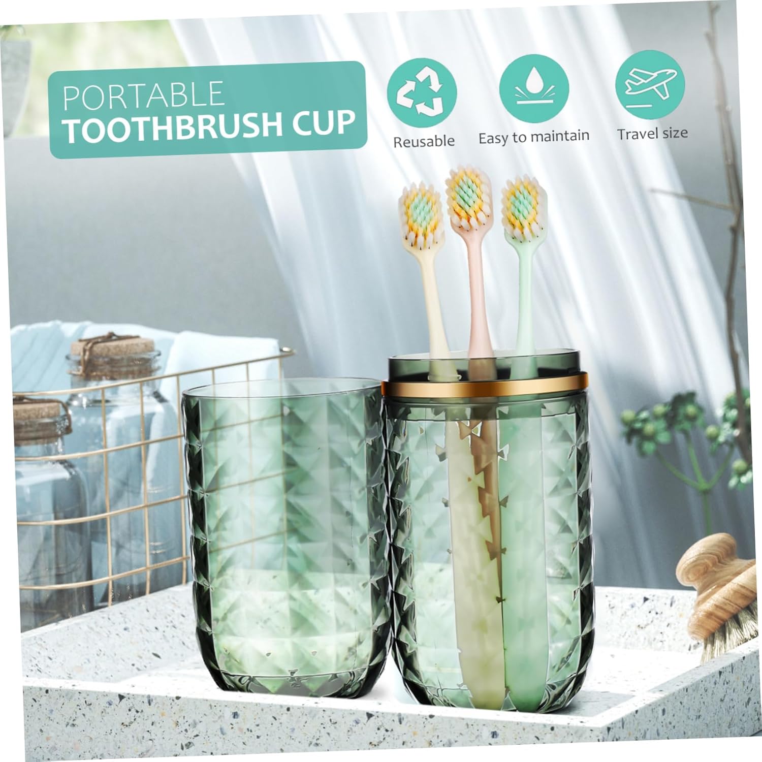 Stylish Dual Function Travel Toothbrush Holder and Mouthwash Cup