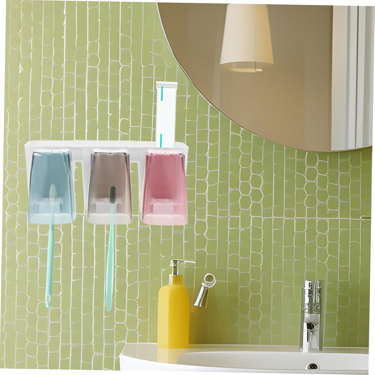 FONDOTIN 1Set Wall Mounted Toothbrush Rack Cup Holder Organizer