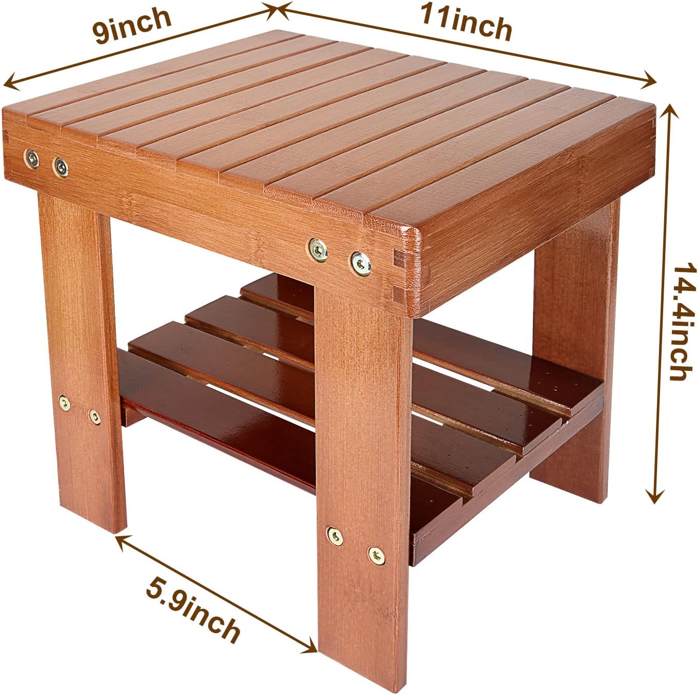SenenQu Bamboo shower bench with 14-inch storage