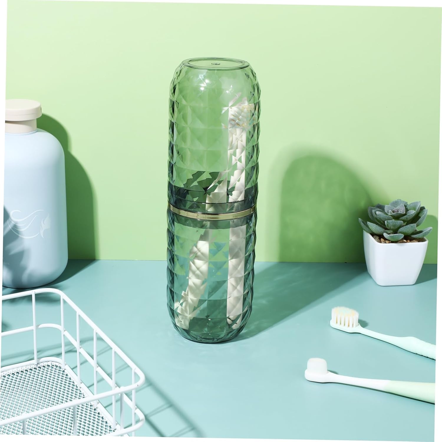 Portable Dual Use Toothbrush Mouthwash Holder for Travel