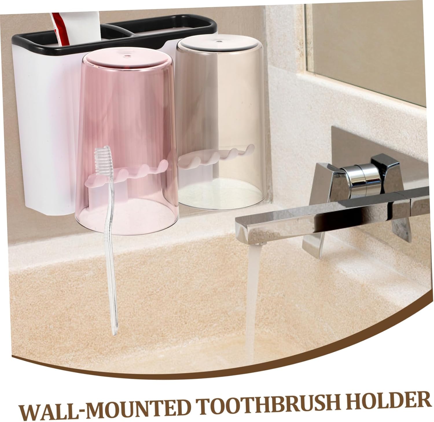 Wall-Mounted Toothbrush Holder No Drilling Easy bathroom storage