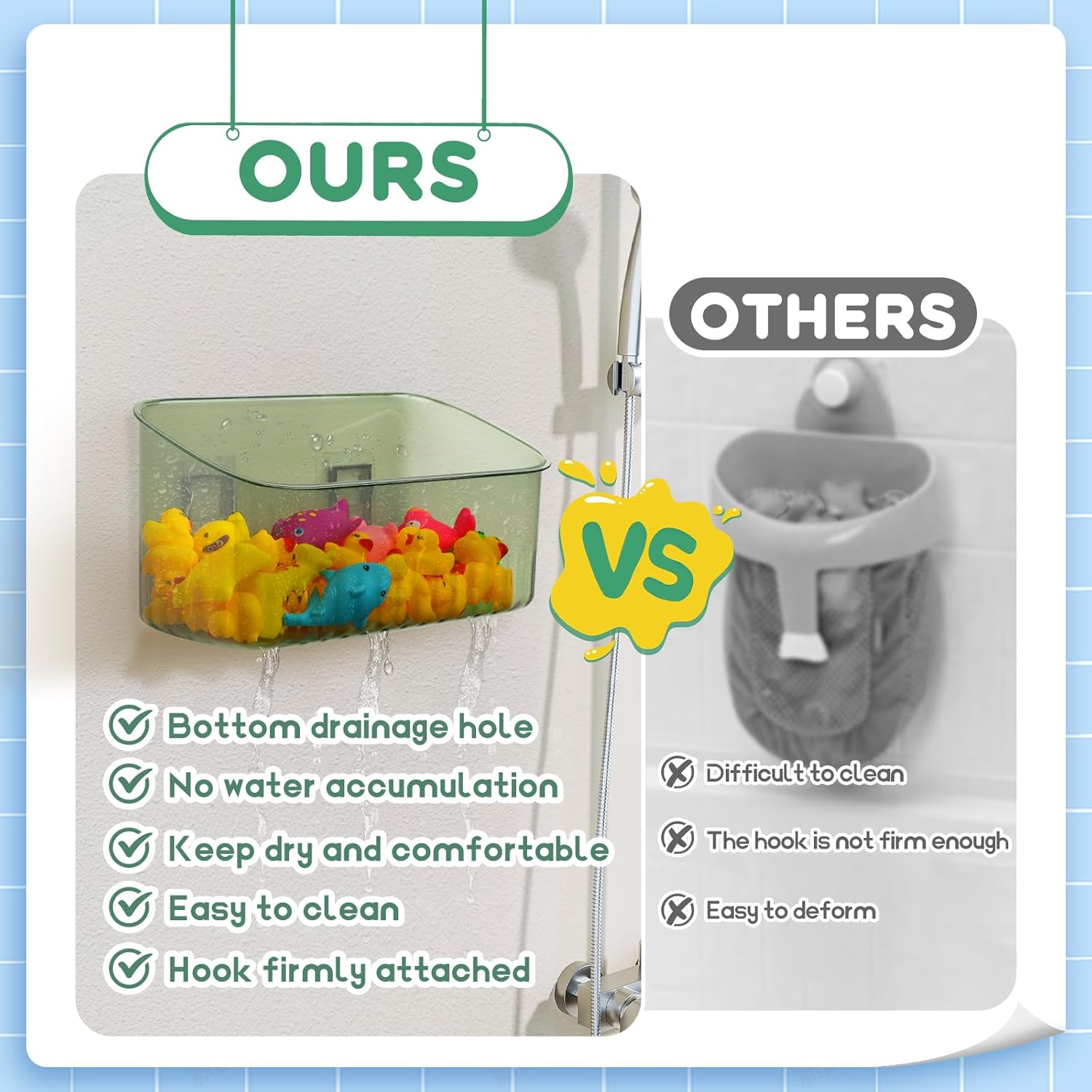 Bath Toy Storage Holder for Bathtub