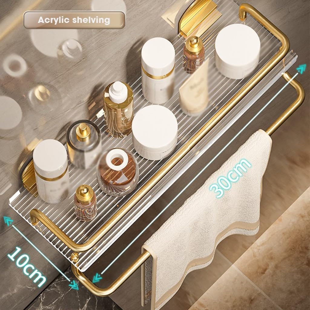 Stylish Wall-Mounted Shower Caddy in Gold for Efficient Storage