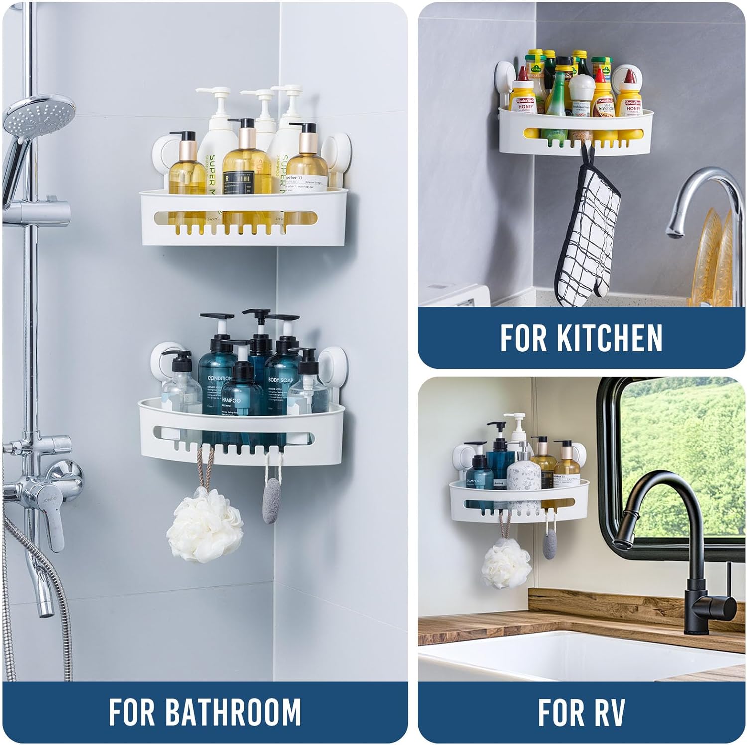 DUORAN Corner Shower Caddy White