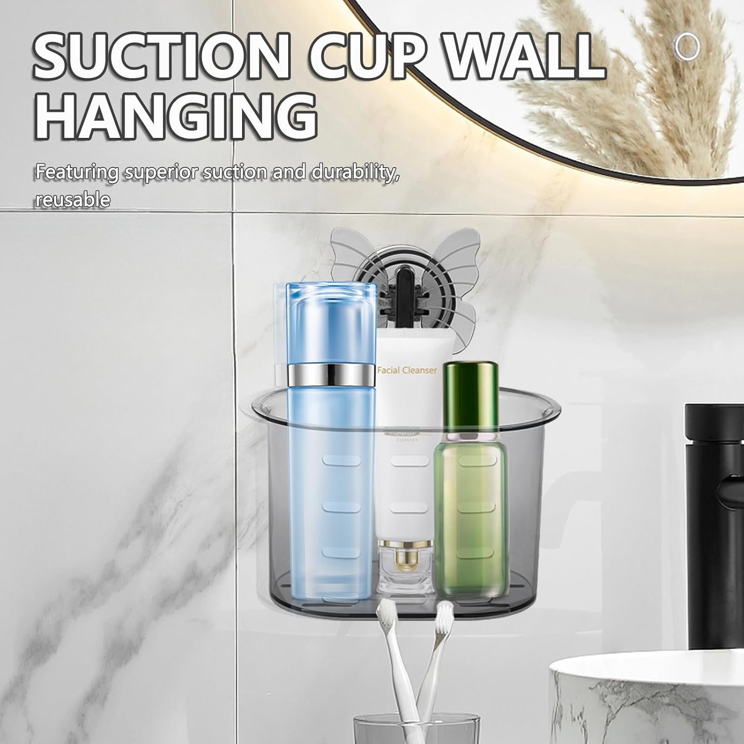 Suction Toothbrush Holder QENWKXZ - Drill-Free Space-Saving Easy to Mount