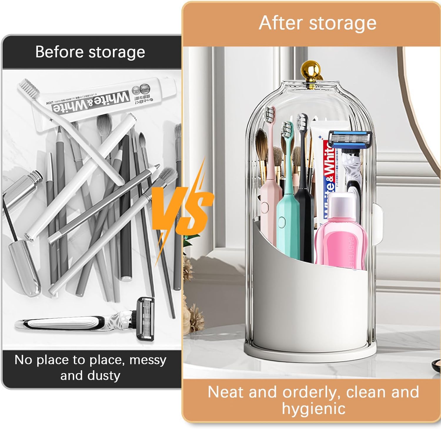 Secure StorageWekityRotating Waterproof 360 Organizing Toothbrush Holder