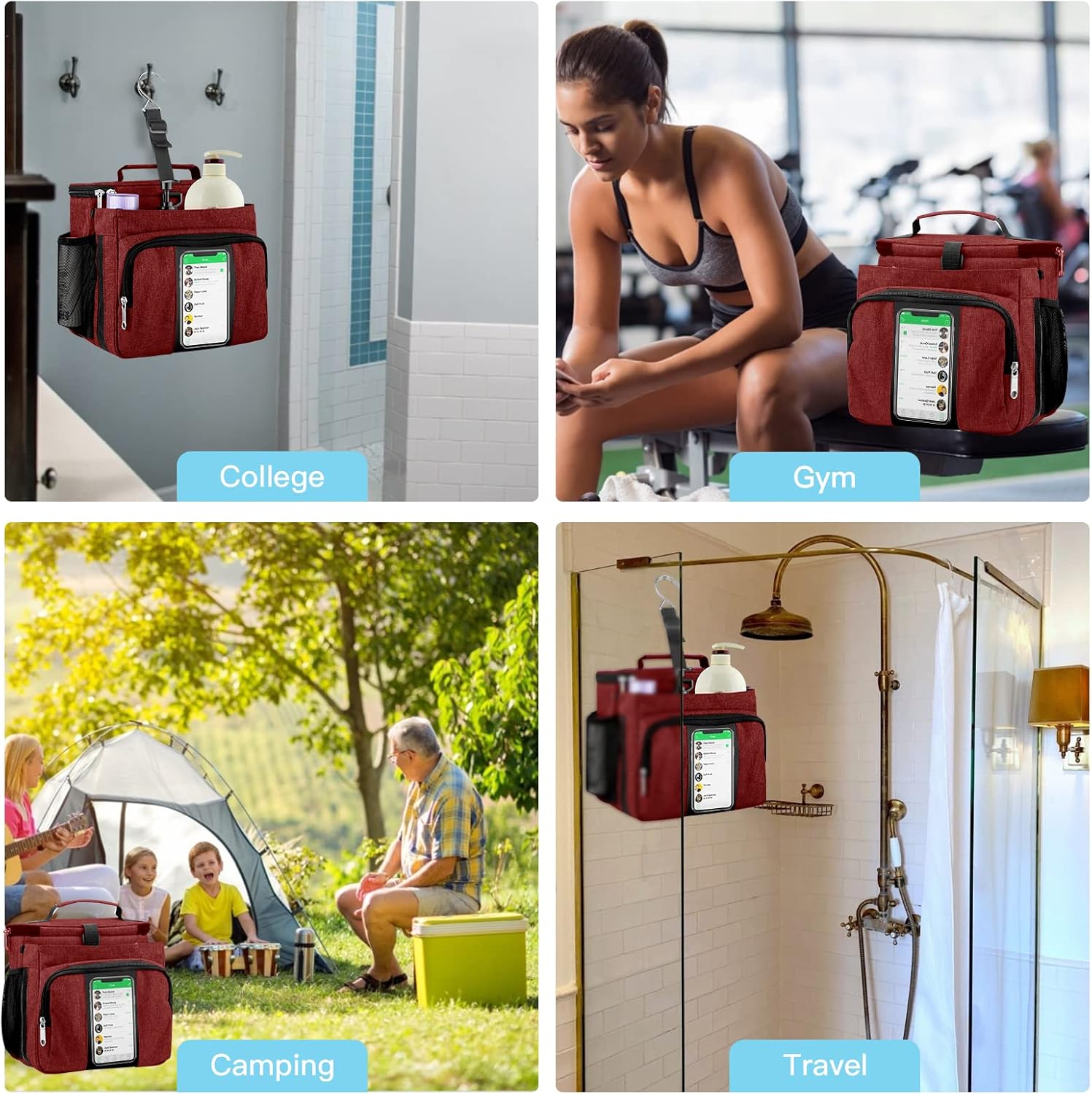 Bukere Portable Shower Caddy with Phone Holder Skincare Compartment