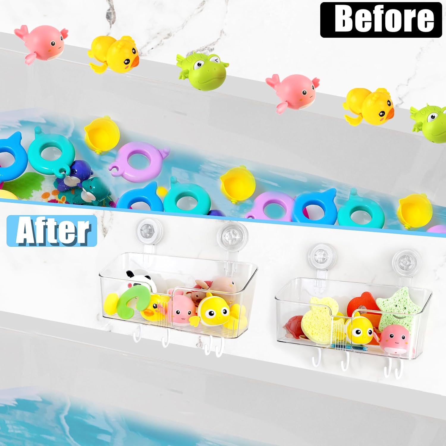2 Pcs Bath Toy Storage Holder for Bathtub