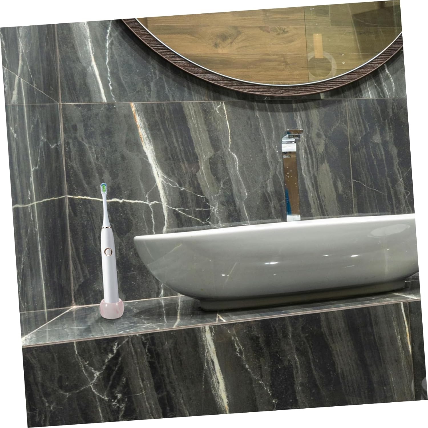 Sturdy Marble Pattern Toothbrush Holders for Kids Portable Bathroom Organizer