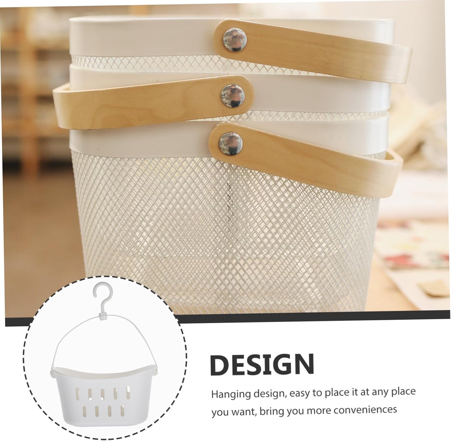 Mikinona Small Plastic Hanging Basket for Organizing Bathroom Kitchen Supplies