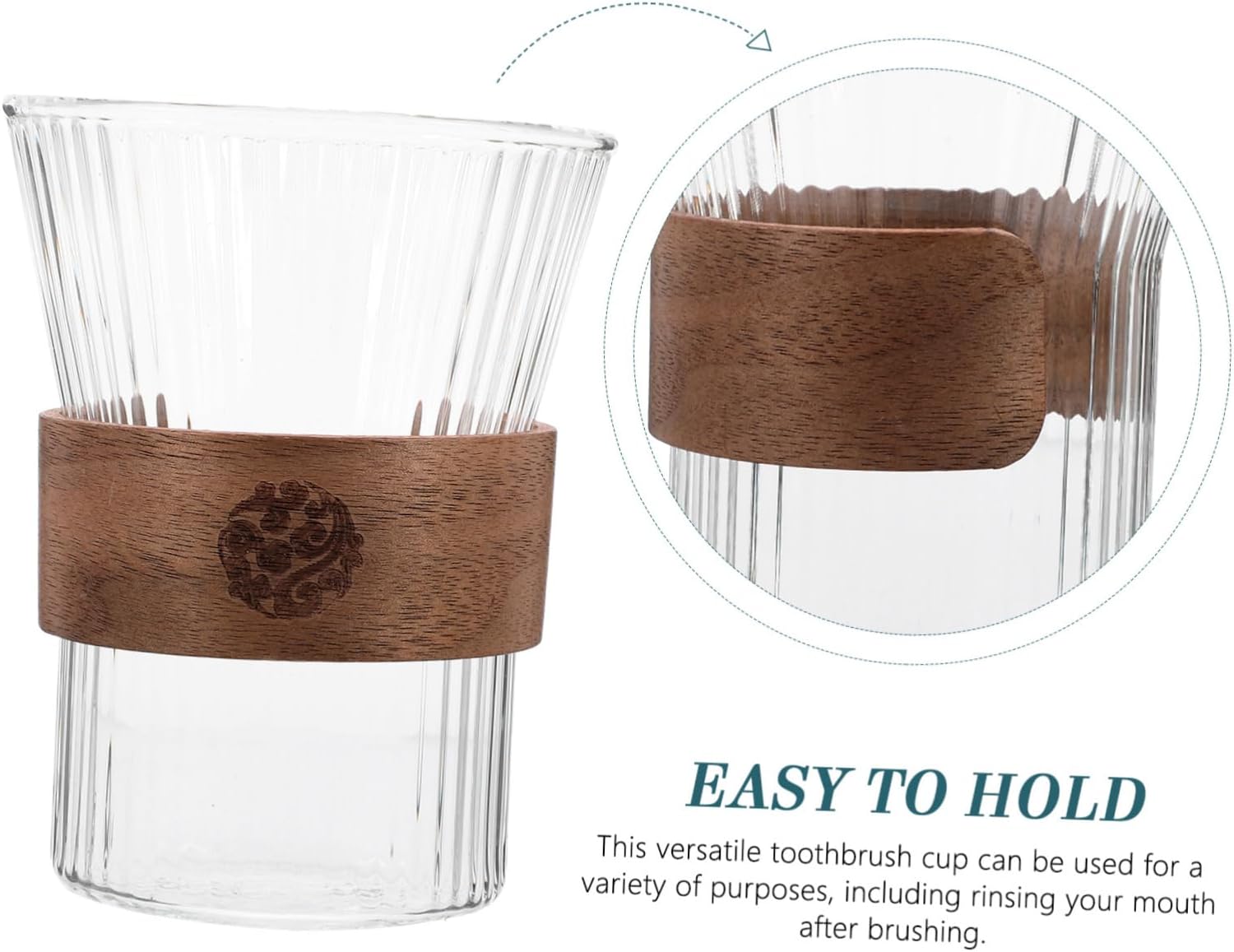 Cabilock Glass Toothbrush Cup with Wooden Handle