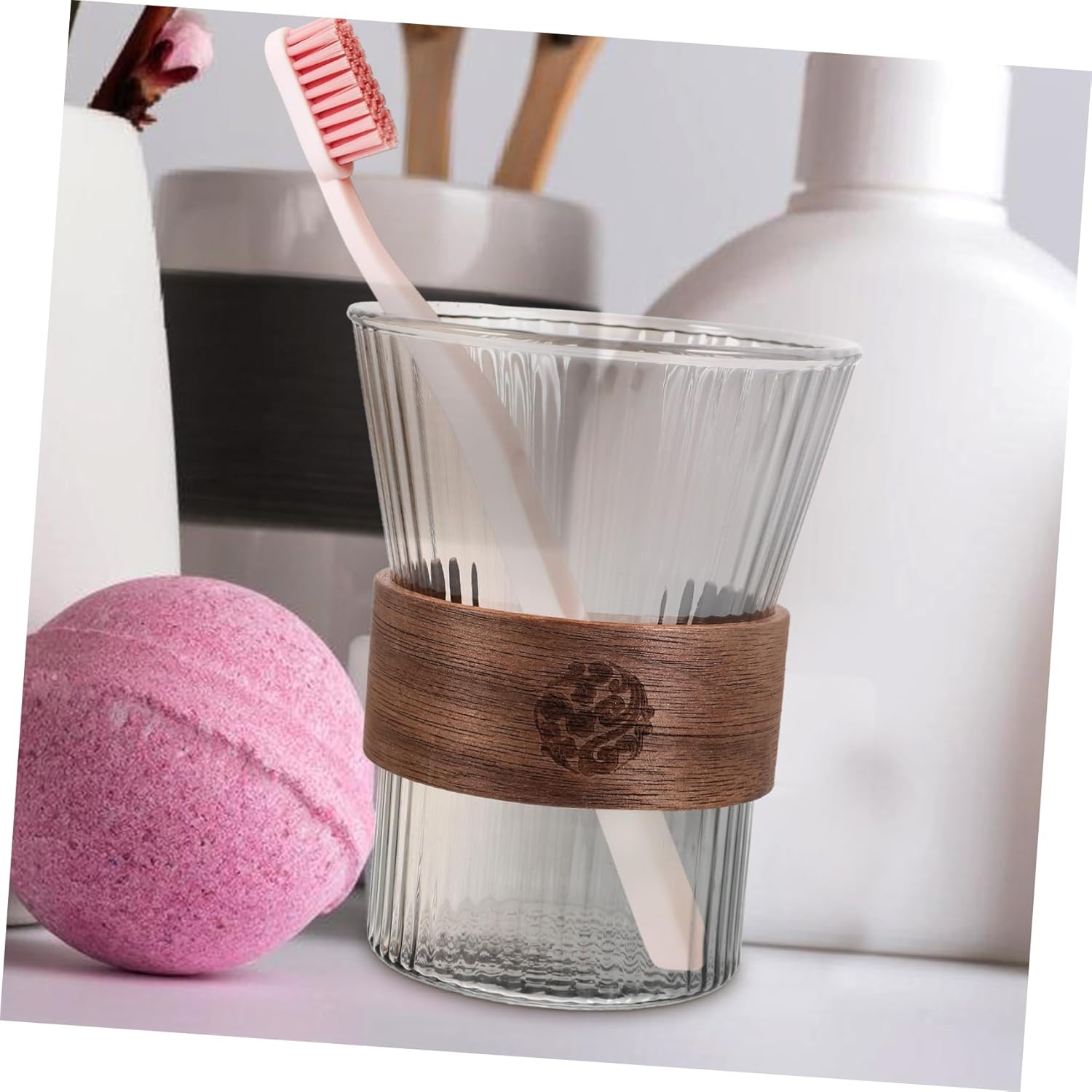 HAKIDZEL Elegant Glass Toothbrush Cup