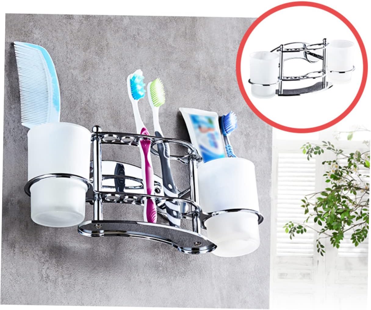 Stainless Steel Wall-Mounted Toothbrush Holder for Bathroom