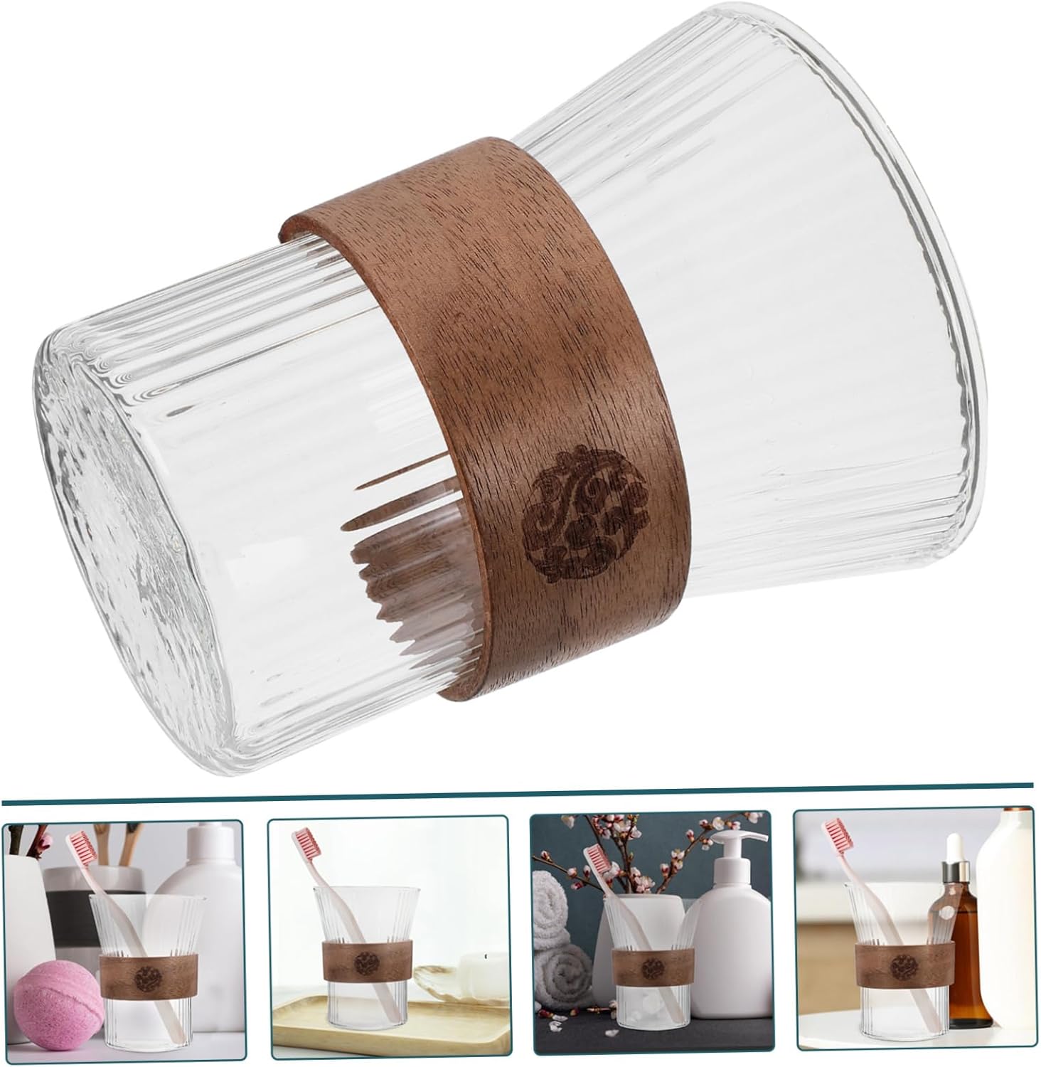 Glass-Elegant Reusable Toothbrush Holder with 250ml Capacity and Metal Base