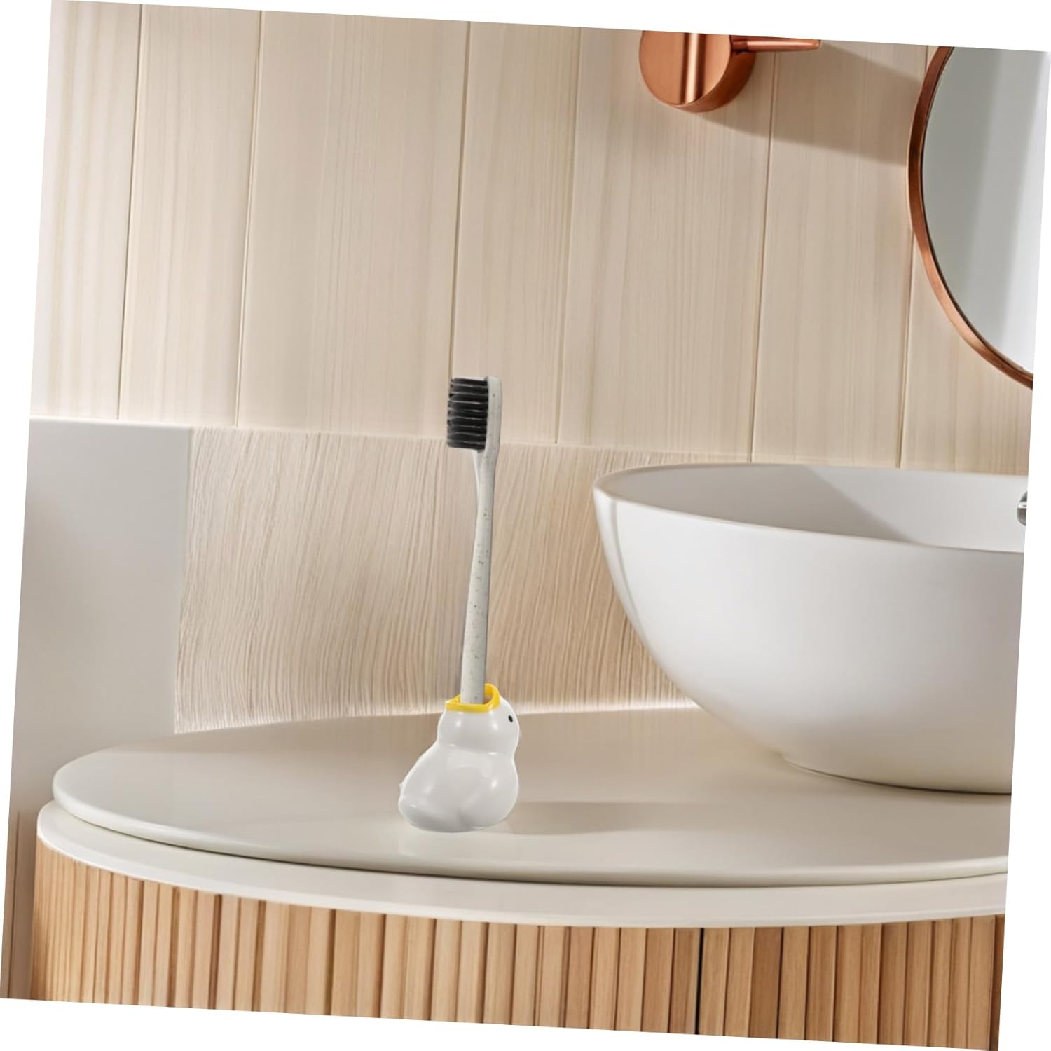 Beaupretty Cute Cartoon Duck Toothbrush Organizer - Space Saving Ceramic Bath Organizer
