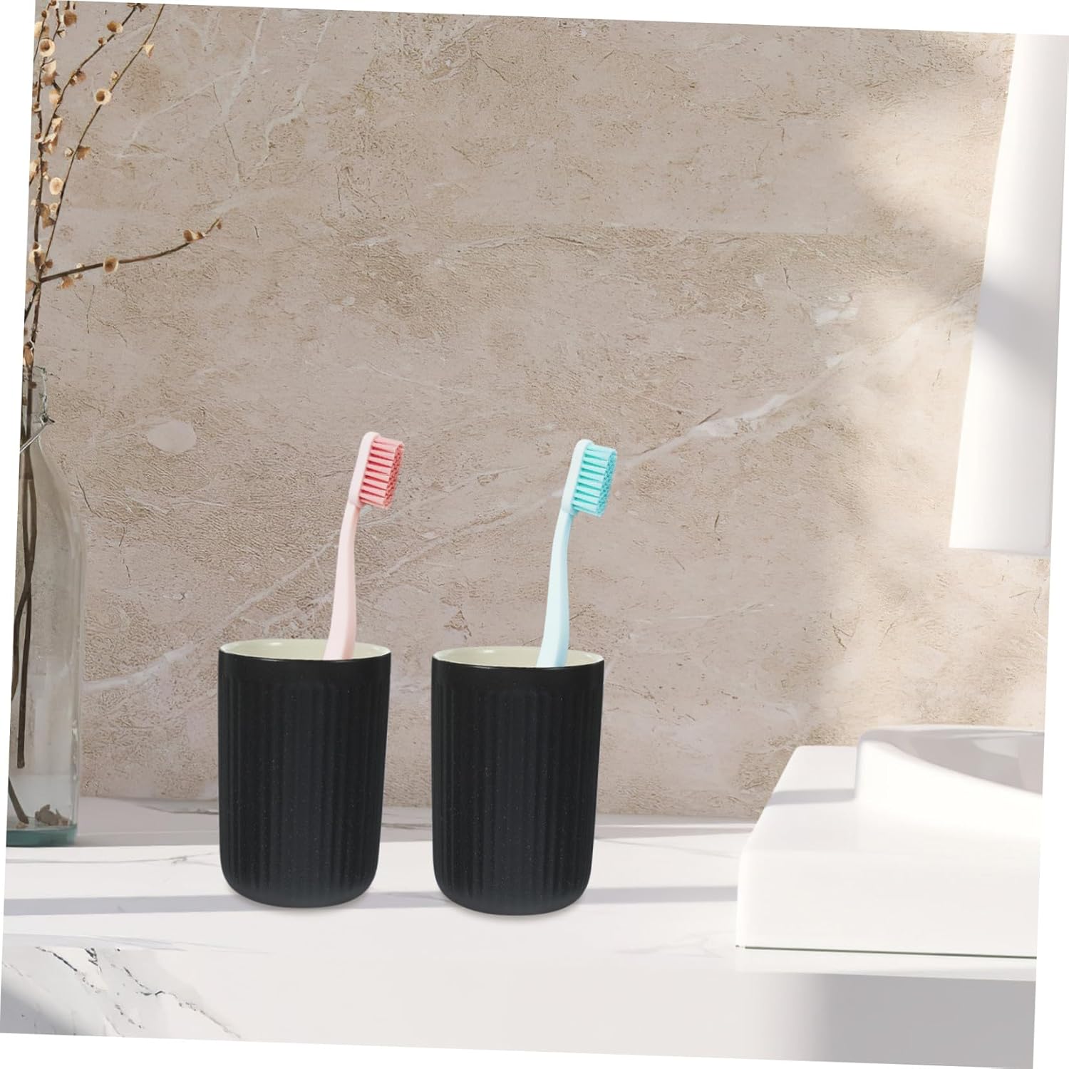 2-Piece Retro Toothbrush Cups for Home and Travel