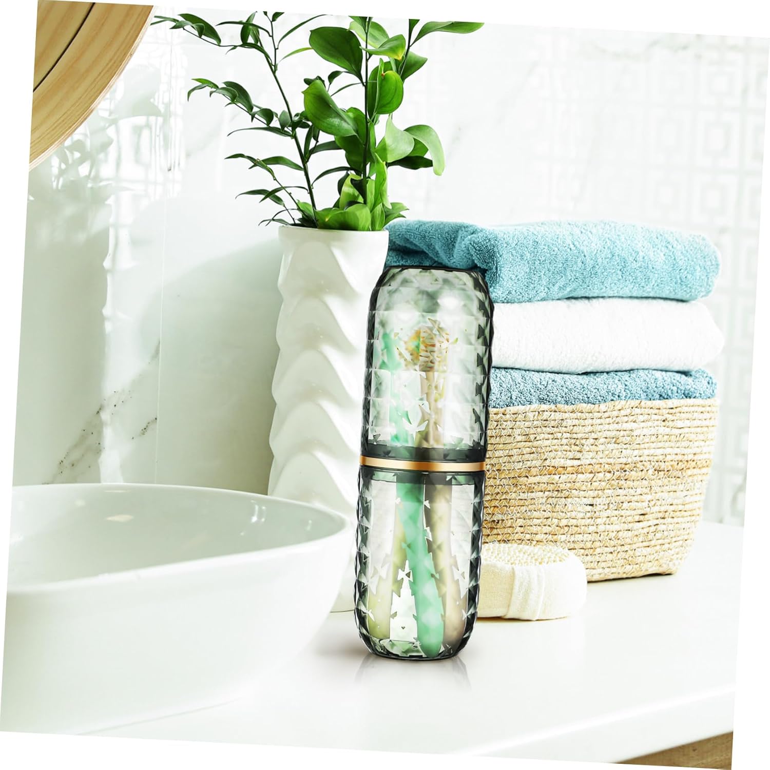 Dual-Function Toothbrush Mouthwash Holder