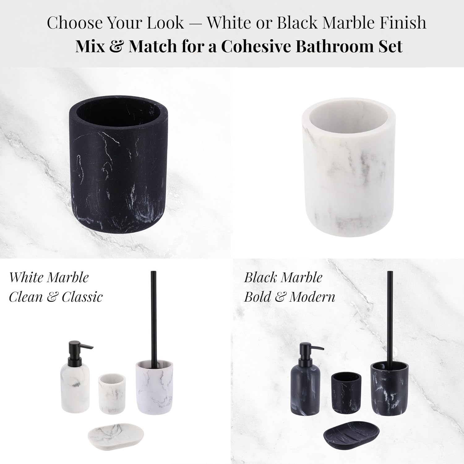 White Marble Resin Toothbrush Holder