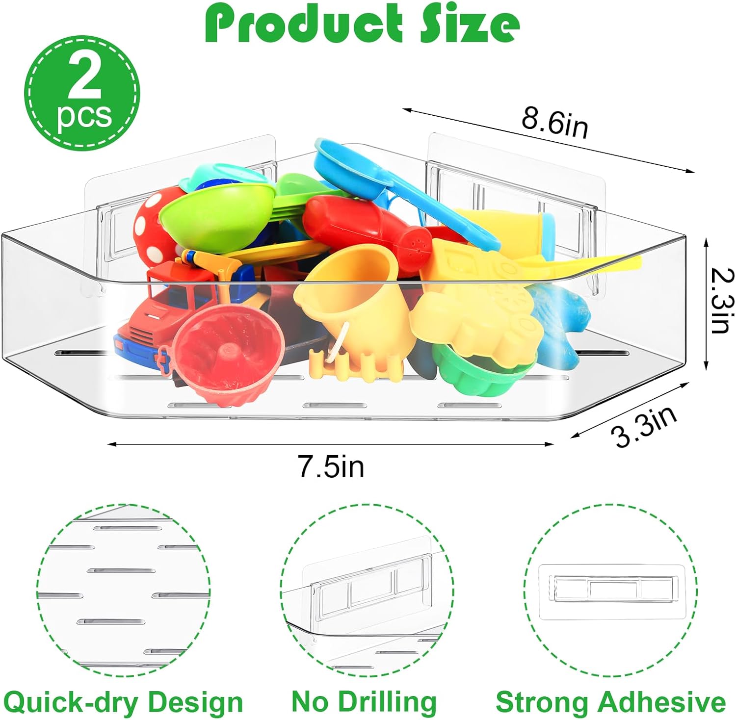 Secure 2-Pack Bath Toy Holder