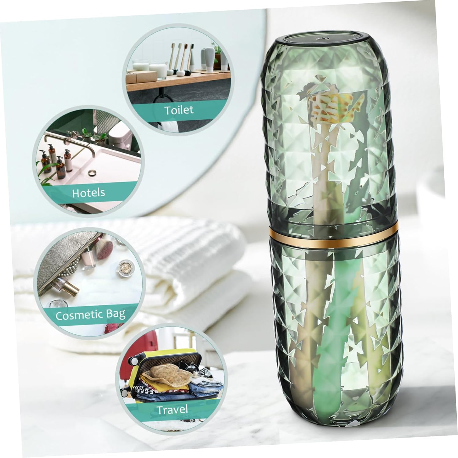 HOLIDYOYO Style Toothbrush Cup Holder for Travel Camping